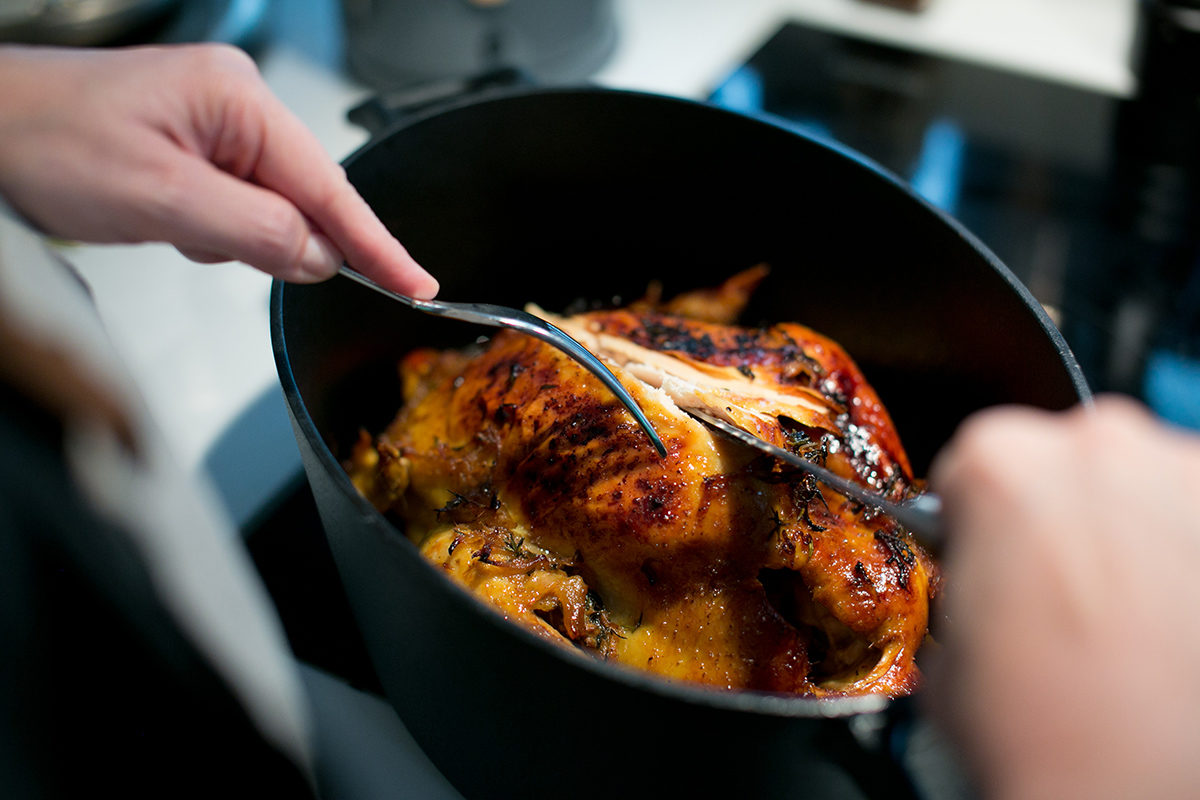 Roast Chicken with Lemon, Ginger and Mustard Sauce