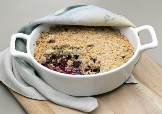 Plum Lime and ginger crumble