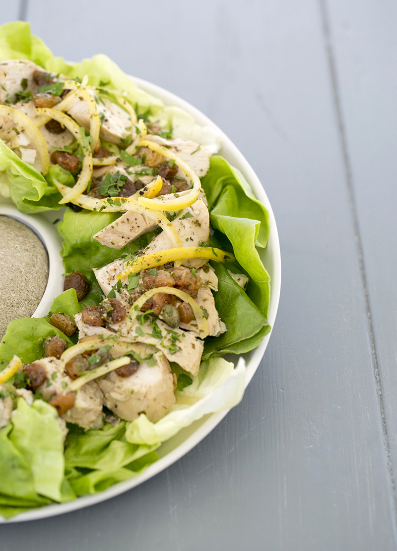 Marinated Chicken Salad with Lemon Raisins, Capers & Pine Nuts Sandra
