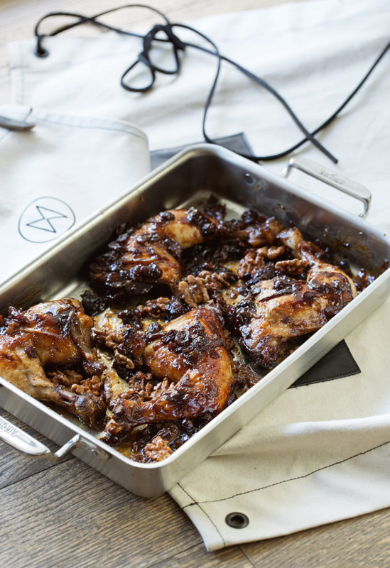 Fig-Braised Chicken & Spiced Walnuts and Figs